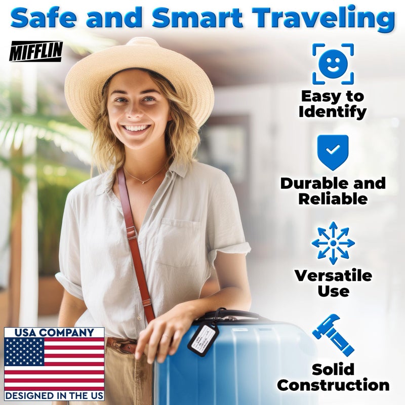 Mifflin-USA - Luggage Tags - Black, 12 PK - Bag Tag for Baggage - Suitcase Accessory Bulk - Image 2